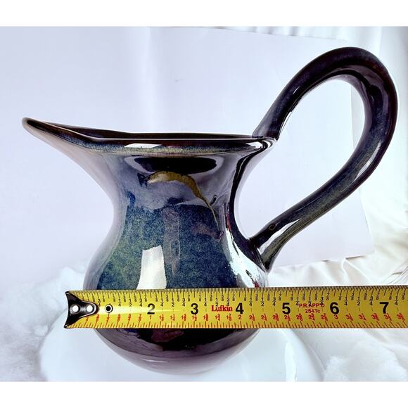 Studio Art Pottery Pitcher Creamer Flambeaux Drip Glaze Blue Hombre to Black - Picture 15 of 15